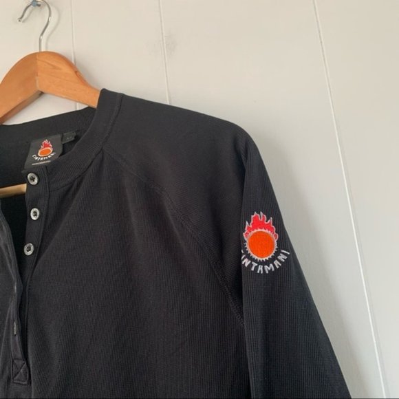 Cintamani Thermal Long Sleeve Henley Button Black Shirt Warm Button Tecnopile - Picture 5 of 11